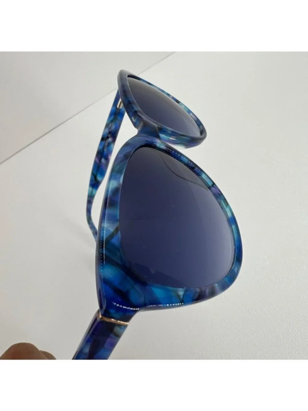 Lilly Pulitzer Havana Cat Eye Sunglasses Womens Gradient Lenses Case Blue Marble